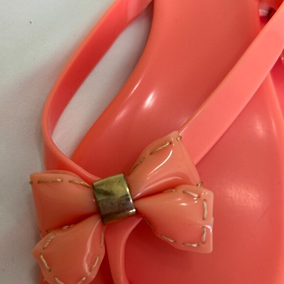 Used Enzo Angiolini Coral Jelly Bow Flip Flops 11 Women's Thong Sandals - Picture 10 of 11